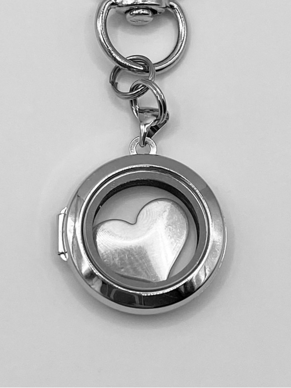 Kindness .925 SS Heart, Glass Floating Locket Mood Boosting Bag Charm